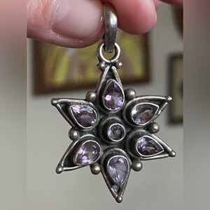 Genuine Amethyst and Sterling Silver Star Pendant